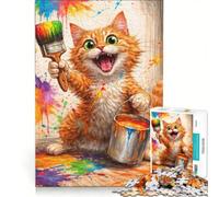 for Adults 1000 Piece Puzzle The Painter Kitten Hands-on Game Interesting Stress Reduction Unique Birthday And Gifts 50x75cm