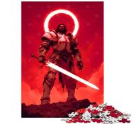 for Adults 1000 Piece Puzzle The Redeemer - Flame of The Righteous Red Knight with Glowing Sword Fun Games Perfect Decoration Home Decoration Toys Unique Gifts for Birthday And Christma