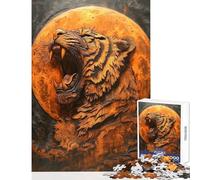 for Adults 1000 Piece Puzzle Tiger Wood Carving Practical Game for The Whole Family Toy Wall Decor Train Your Brain And Hands (38x52cm)