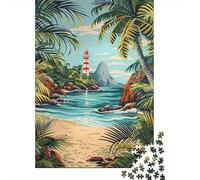 for Adults 1000 Piece Puzzle Tropical Island Lighthouse Scene-3 Puzzles for Adults Hands-on Game Staycation Kill Time Unique Gifts for Birthday And Christmas 70x50cm/1000pcs