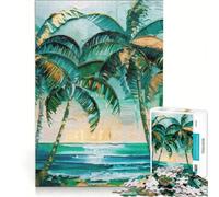 for Adults 1000 Piece Puzzle Tropical Palm Trees Painting, Educational Toy, Parent-child Interaction, Deal As Gifts for The Whole Family 38x26cm
