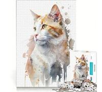 for Adults 1000 Piece Puzzle Turkish Van Cat Watercolor, Educational Toy, Parent-child Interaction, Deal As Gifts for The Whole Family 38x52cm