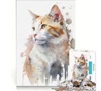 for Adults 1000 Piece Puzzle Turkish Van Cat Watercolor, Educational Toy, Parent-child Interaction, Deal As Gifts for The Whole Family 50x75cm