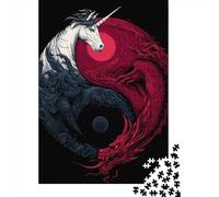 for Adults 1000 Piece Puzzle Unicorn Vs Dragon Yin Yang Art Print Jigsaws for Adults Toy Wall Decor Enhance Memory Unique Gifts for Birthday And Christmas 38x26cm/1000pcs