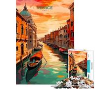 for Adults 1000 Piece Puzzle Venice Canal Sunset Travel Difficult And Challenge Learning Educational Hands-on Game for 14+ Puzzle Game Offered (50x75cm)