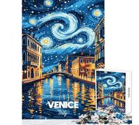 for Adults 1000 Piece Puzzle Venice Italy Starry Night Art Practical Game for The Whole Family Toy Wall Decor Train Your Brain And Hands (38x52cm)