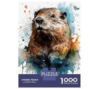 for Adults 1000 Piece Puzzle Watercolor Beaver Portrait Puzzles for Adults Brain Teaser Game Perfect Decoration Difficult And Challenge 70x50cm/1000pcs