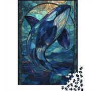 for Adults 1000 Piece Puzzle Whale Stained Glass Artwork Puzzles for Adults Hands-on Game Staycation Kill Time Unique Gifts for Birthday And Christmas 52x38cm/1000pcs