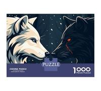 for Adults 1000 Piece Puzzle White And Black Wolves Face-Off Puzzles for Adults Brain Teaser Game Perfect Decoration Difficult And Challenge 70x50cm/1000pcs