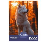 for Adults 1000 Piece Puzzle White Wolf in Autumn Forest Puzzles for Adults Brain Teaser Game Perfect Decoration Difficult And Challenge 38x26cm/1000pcs