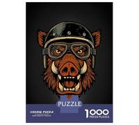 for Adults 1000 Piece Puzzle Wild Boar Biker Puzzles for Adults Brain Teaser Game Perfect Decoration Difficult And Challenge 70x50cm/1000pcs