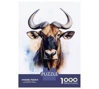 for Adults 1000 Piece Puzzle Wildebeest Watercolor Portrait Puzzles for Adults Brain Teaser Game Perfect Decoration Difficult And Challenge 38x26cm/1000pcs