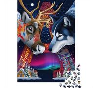 for Adults 1000 Piece Puzzle Winter Fantasy Deer Vs Wolf Jigsaws for Adults Toy Wall Decor Enhance Memory Unique Gifts for Birthday And Christmas 70x50cm/1000pcs