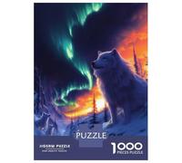 for Adults 1000 Piece Puzzle Wolves Under The Northern Lights Jigsaws for Adults Toy Wall Decor Enhance Memory Unique Gifts for Birthday And Christmas 52x38cm/1000pcs