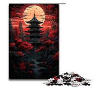 for Adults 1000 Piece Red Temple And Darkness of The Moon Jigsaw Puzzles for Adults Wood Puzzle Difficult And Challenge 75x50cm