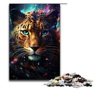 for Adults 1000 Piece The Colorful Psychedelia of The Cute Little Cosmic Leopard Jigsaw Puzzles for Adults Wood Puzzle Difficult And Challenge 75x50cm