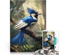 for Adults 1000 Pieces Puzzle Blue Jay in Forest Made of cardboard for and 14 years and over Home art decoration great gift。size:26x38cm/10.24x14.96inch