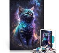 for Adults 1000 Pieces Puzzle “Cosmic Space Kitten” Made of wood，Suitable for ages 14 and up Stress Relief Secret Santa Gifts。size：50x75cm/14.96x20.47inch