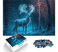 for Adults 1000 Pieces Puzzle Gifts Magical deer in nature Made of wood，for ages 14 and over Perfect decoration Difficult Hard Gifts for Women Men 。size：50x75cm/14.96x20.47inch