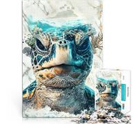 for Adults 1000 Pieces Puzzle The Turtle's World Made of wood for and 14 years and over Home decoration Great gifts and toys 。size：50x75cm/19.68x29.52inch