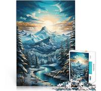 for Adults 1000 Pieces Puzzle Winter mountains Made of cardboard for and 14 years and over Anti-stress family game difficult challenge Gifts Ideas。size:38x52cm/14.96x20.47inch
