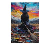 for Adults 1000pcs(38x26cm) S Jigsaw Puzzle Witch Hat Broomstick Painting Artwork Puzzles for Adults Anti-Stress Toys Staycation Kill Time Fun at Home Activities, 1000pcs(38x26cm) S