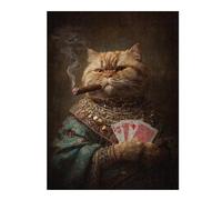 for Adults 1000pcs(52x38cm) Jigsaw Puzzle Royal Cat with Cigar And Cards Puzzle for Adults Hands-on Game Home Decoration Unique Birthday And Xmas Gifts 1000pcs(52x38cm)