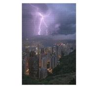 for Adults 1000pcs(75x50cm) Jigsaw Puzzle City Lights Vs. Stormy Skies Puzzle for Adults Toy Wall Decor Perfect Decoration Challenging Game Gifts 1000pcs(75x50cm)