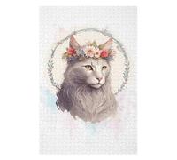for Adults 1000pcs(75x50cm) Puzzle Floral Turkish Angora Cat Teenagers Puzzles Hands-on Game Pattern Assembly Unique Gifts for Birthday And Christmas 1000pcs(75x50cm)