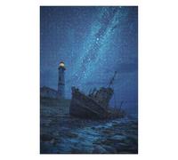 for Adults 1000pcs(75x50cm) Puzzle Shipwrecked Lighthouse Under Starry Sky Teenagers Puzzles Anti-Stress Toys Hand Speed Race Birthday And Unique Gifts 1000pcs(75x50cm)