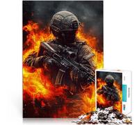 for Adults 2000 Piece Puzzle Soldier in Flames Made of cardboard Suitable for ages 14 and up learning educational game Improving love between couples。size：70x100cm/27.5x39.3inch