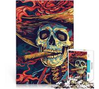for Adults 2000 Pieces Puzzle “Cigar Smoking Skeleton” Made of cardboard，for ages 14 and over Challenging To Complete But Fun And Humorous Wall decoration Unique gifts for birthday and Christmas。