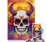 for Adults 2000 Pieces Puzzle Colorful skull art Made of cardboard，for age 14 years and over Intellectual Game It is ideal as a gift for the whole family。size：70x100cm/27.5x39.3inch
