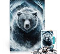 for Adults 2000 Pieces Puzzle Gifts Grizzly Bear Breaking Ice Made of cardboard,for age 14+ Relax Games Artists' Collection, Fine Arts。size:70x100cm/27.5x39.3inch