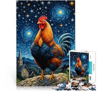 for Adults 2000 Pieces Puzzle Rooster Chicken Starry Night Made of cardboard for and 14 years and over Challenging Game Games Toys Gift。size:70x100cm/27.5x39.3inch