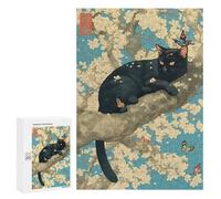 for Adults 300 PCS Jigsaw Puzzle Black Cat Sakura Tree Adult Jigsaw Family Game Precision Cutting Unique Birthday And Xmas Gifts 300 PCS