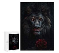 for Adults 300 PCS Jigsaw Puzzle Black Lion And Rose Teenagers Puzzles Hands-on Game Home Decoration Challenging Game Gifts 300 PCS