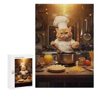 for Adults 300 PCS Jigsaw Puzzle Cat Cooking Kitchen Funny Puzzles for Adults Anti-Stress Toys Difficult Hard Fun Activities at Home 300 PCS