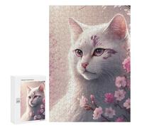 for Adults 300 PCS Jigsaw Puzzle Cherry Blossom Cat Fantasy Adult Jigsaw Family Game Precision Cutting Unique Birthday And Xmas Gifts 300 PCS
