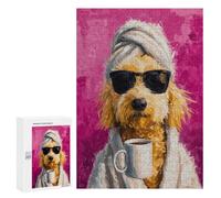 for Adults 300 PCS Jigsaw Puzzle Chill Pup with Coffee Mug -2 Jigsaw Puzzles for Adults Staycation Kill Time Every Piece Is Unique - Great Gift for Gaming 300 PCS