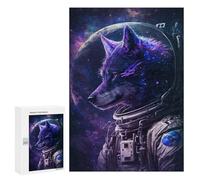for Adults 300 PCS Jigsaw Puzzle Cosmic Wolf Astronaut Art Print Puzzle for Adults Family Game Precision Cutting Fun Activities at Home 300 PCS