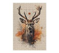 for Adults 300 PCS Jigsaw Puzzle Deer Watercolor Jigsaws for Adults Family Game Difficult Hard Challenging Game Gifts 300 PCS