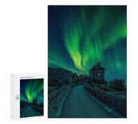 for Adults 300 PCS Jigsaw Puzzle Eilean Donan Castle Aurora Jigsaw for Adults Relaxing Games For Family Fun Challenging Game Gifts 300 PCS