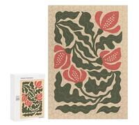 for Adults 300 PCS Jigsaw Puzzle Elegant Red Floral Illustration - Botanical Wall Art with Hand-Drawn Flowers Jigsaw for Adults Relaxing Games For Family Fun Challenging Game Gifts 300 PCS