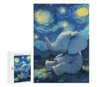 for Adults 300 PCS Jigsaw Puzzle Elephant Under Starry Night Sky Teenagers Puzzles Hands-on Game Home Decoration Challenging Game Gifts 300 PCS