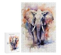 for Adults 300 PCS Jigsaw Puzzle Elephant Watercolor Puzzles for Adults Anti-Stress Toys Difficult Hard Fun Activities at Home 300 PCS