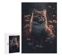 for Adults 300 PCS Jigsaw Puzzle Enchanted Floral Cat Portrait Adult Jigsaw Family Game Precision Cutting Unique Birthday And Xmas Gifts 300 PCS