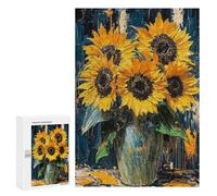 for Adults 300 PCS Jigsaw Puzzle Expressionist Sunflowers - Bold Contemporary Art Reinterpretation Teenagers Puzzles Hands-on Game Home Decoration Challenging Game Gifts 300 PCS