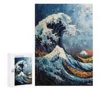 for Adults 300 PCS Jigsaw Puzzle Expressionist The Great Wave - Bold Contemporary Art Reinterpretation Jigsaw for Adults Relaxing Games For Family Fun Challenging Game Gifts 300 PCS