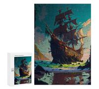 for Adults 300 PCS Jigsaw Puzzle Fantasy Pirate Ship Flag Jigsaw for Adults Relaxing Games For Family Fun Challenging Game Gifts 300 PCS